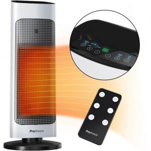 Pro Breeze Radiateur Soufflant Colonne 2000W avec télécommande et écran LED, Mode ECO économe en énergie, Oscillation, Minuterie