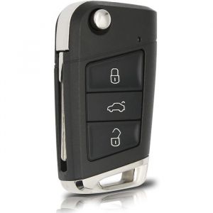 VW Coque de Clé Pliez Télécommande 3 Boutons Boîtier de Remplacement de Clé de Voiture pour Golf 7 Audi Skoda Seat Ateca
