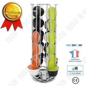 TD&reg; Distributeur de capsules dolce gusto - 24 capsules disponible volume contenance conception m&eacute;tal porte caf&eacute; bureau cuisine