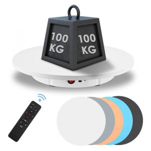 TTLIFE Plateau Tournant Electrique 100KG 42CM Présentoir Motorisé pour 45-360° avec 5 Fonds en PVC pour Vidéo Bijoux Montres