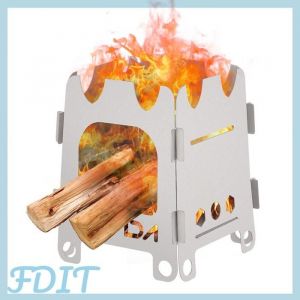 GOTOTOP Po&ecirc;le &agrave; bois R&eacute;chaud de Camping en plein air en titane Portable ultral&eacute;ger pliant &agrave; bois de sport camping Titane S