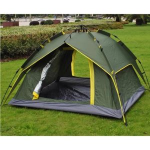 Tente camping Automatique Double Couche FAMILIALE Tente TENTE DE CAMPING pour 3-4 personnes Vert