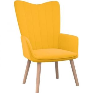 Chaise design scandinave pOUR Salon fauteuil de relaxation Jaune moutarde Velours®XMROYW®