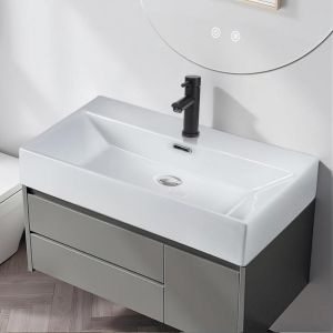 Vasque à poser Nettlife en céramique - vasque à poser carrée vasque de salle de bain vasque suspendue blanche 60x42x15cm pour WC