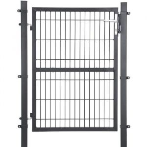 SONGMICS Portillon en fer galvanis&eacute; - Portail de cl&ocirc;ture - robuste et durable -106x171cm- serrure poign&eacute;e et cl&eacute; Gris GGD175GY