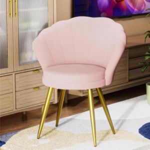 B.LIVEM Chaise de Salle à Manger Chaise de Chambre avec Pieds en Métal Chaise de Salle à Manger en Velours 42×40×80cm Rose