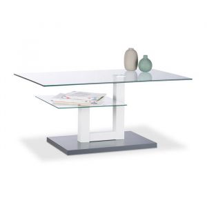 Relaxdays Gris Basse en Verre Rectangulaire Plateau Vitré Petite Surface Table de Salon Originale HLP 45x100x60cm 45 x 100 x 60