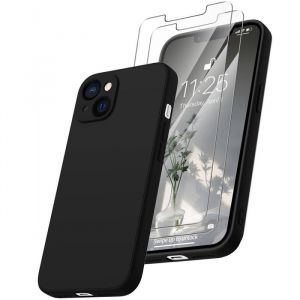Coque Noir pour iPhone 13 (61) et 2 Verres Tremp&eacute; Film Protection Ecran Little Boutik&reg;