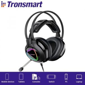 Casque Gaming - TRONSMART - Alpha - Surround Stéréo - Réduction de Bruit - Compatible Multiplateforme