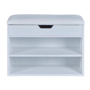 Banc à chaussures meuble à chaussures avec espace de rangement coloris blanc - longueur 60 x profondeur 30 x hauteur 45 cm