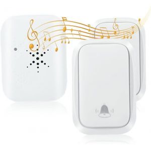 Kit &eacute;metteur-r&eacute;cepteur de sonnette sans fil Kit de carillon de porte &eacute;tanche &agrave; 4 volumes auto-aliment&eacute;