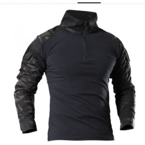 T-shirts de randonnée tactiques en plein air pour hommes camouflage de larmée militaire gt0304shts02e Noir Camo