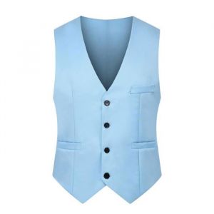 FUNMOON Gilet En Costume Homme Veste En Costume Sans Manches Homme Gilet Uni Coupe Slim Sans Chaîne En Métal