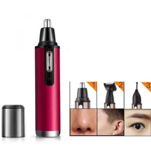 Tondeuse Nez Oreilles et Barbe 3 en 1 &eacute;lectrique rasoir pour tailler le cil de nez et oreilles &eacute;tanche &eacute;pilateur （Rose rouge）