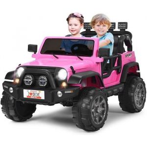 DREAMADE 4x4 Voiture Électrique Enfant 2 Places Véhicule Électrique avec Télécommande LED Musique USB Coffre de RangementRose