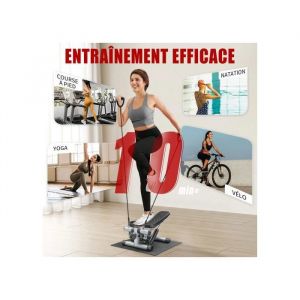 Stepper - LALAHO - Mini Stepper avec Écran LCD et cordon de serrage Entraînement complet du corps - Noir 42 x 38.5 x 21.5cm