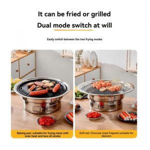 Barbecue Cor&eacute;en Multifonctionnel au Charbon de Bois de 13 Pouces R&eacute;chaud &agrave; Charbon Portable pour Camping Pique-Nique en