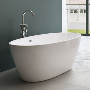 Baignoire îlot ovale en acrylique blanc MAI & MAI 150x79x56cm avec trop plein V599OA