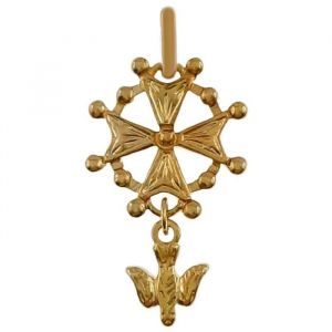Pendentif croix Protestante Huguenote Plaqu&eacute; Or 18 carats - Mixte