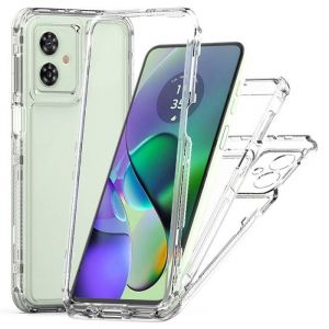 Coque pour Motorola Moto G54 5G - housse etui silicone gel fine 360 integrale (avant et arriere) + film ecran - TRANSPARENT