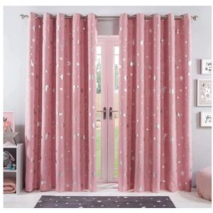 Lot de 2 Rideaux illet Lune &Eacute;toile RosesD&eacute;coration 2 RideauxRideau OccultantD&eacute;coration 2 Rideaux 60x160cm [764]