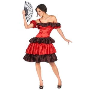 Déguisement flamenco femme - Rouge - Polyester - Adulte - Robe, brassards et pince à cheveux