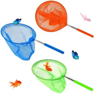 3 Pièces Filet à Papillon Enfant Filet à Papillon avec Poignée Antidérapant Epuisette Peche pour Enfants Filet de Papillon