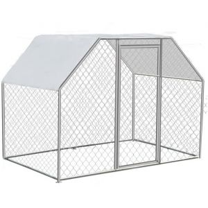 Enclos Poulailler 2,9x1,98x1,82 m Grand Enclos Poule Extérieur Volière Cage en Acier Galvanisé Porte Verrouillable avec Couver[82]