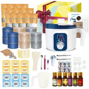 Kit De Fabrication Bougie Parfum&eacute;e Pour Adultes Avec Fondoir Cire Bougie Electrique Cire De Soja 12 Pots 8 Photophores 6