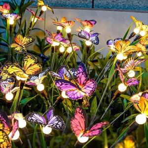 Lampe solaire exterieur-4PCSlampes solaires dextérieur pour jardin avec papillons pour décoration de jardin terrasse-8 papillons
