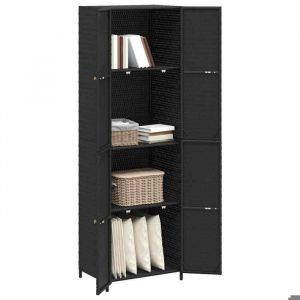 SALE dhiver Armoire de rangement - BURKE - Meuble haute - pour jardin - Noir 59x40x180 cm R&eacute;sine tress&eacute;e AA160