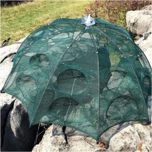 Filet de pêche Renforcement 4-8 Trous de pêche Automatique Nette crevette Cage Nylon Pliable Poisson Poisson piéton moulé File[1240]