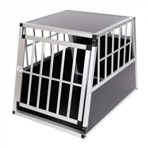 Cage de transport chien 1 porte premium - Zoomundo - Aluminium - Noir - Petit - Voiture