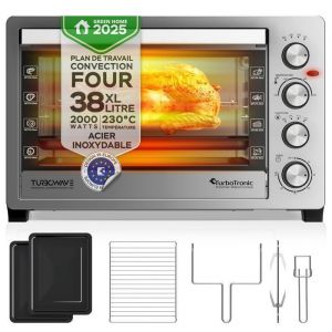 TurboTronic EVS38 - Four &eacute;lectrique 38 L - Four de table chaleur tournante - Mini four - 2000 W - 230&deg;C