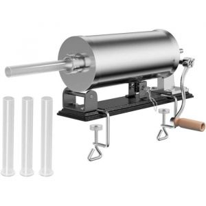 RELAX4LIFE Poussoir à Saucisse Manuel Horizontal 3,6L/4,8L Cylindre en INOX 4 Entonnoirs Équipés (3,6L)