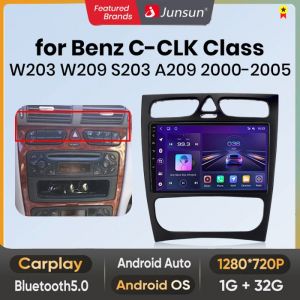 Autoradio 9 pouces Android 13 Carplay voiture pour Mercedes Benz C Class W203 W209 A209 2000-2005 Écran Tactile GPS RDS WIFI Junsun