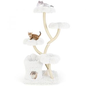 GOPLUS Arbre à Chat 165 CM 4 Plates-Formes en Forme de Fleur GrotteGriffoir en Sisal Centre d’Activités pour Chats Blanc
