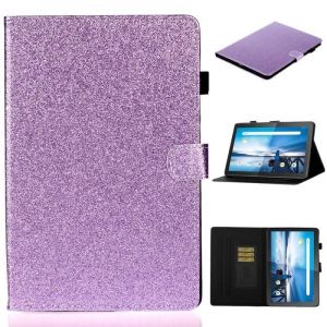 Bling Housse Lenovo Tab M10 TB-X605- X505 Tablette Protection Lenovo Tab M10 10.1 Coque PU Cuir Antichoc Portefeuille Etui Violet