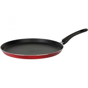 Cr&eacute;pi&egrave;re en aluminium - SUTEO - &Oslash; 28 cm - Rev&ecirc;tement anti-adh&eacute;sif - Rouge m&eacute;tallis&eacute; - Tous feux dont induction