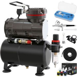Kit A&eacute;rographe avec Compresseur Professionnel A&eacute;rographe Kit et Aerographe Double Action pour Passe-temps Graphique