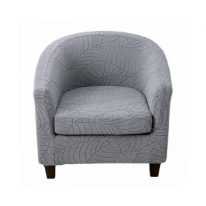 Ensemble 2 Pi&egrave;ces Extensible Fauteuil Club Housse Imprim&eacute; Baignoire Housses De Chaise Fauteuil Couvre Gris ClairStyle 1