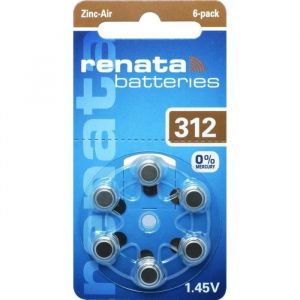 Blister de 6 Pile auditive ZA312 Zinc Air 0% Mercury 145V