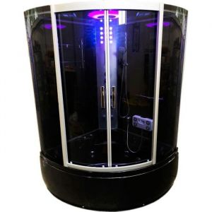 Baignoire balnéo douche - Vienna - 130x130cm - Chromothérapie - Noir - Pour 2 personnes
