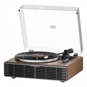 Tourne-Disque Bluetooth Noyer 4 Haut-Parleurs - Entra&icirc;nement Par Courroie Cartouche AT3600L 33/45 RPM