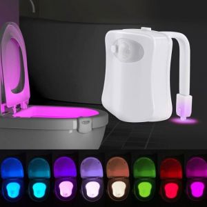 Éclairage automatique toilettes Lampe pour cuvette WC Veilleuse WC LED détecteur de présence de mouvement Abattant lumineux