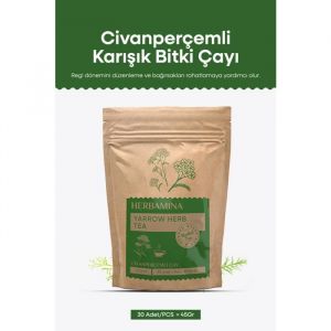 Herbamina Yarrow Mixed Herbal Tea 15 g &times; 30 sachets &ndash;Th&eacute; aux Herbes Civanper&ccedil;emi &ndash; Infusion Naturelle 30 Sachets