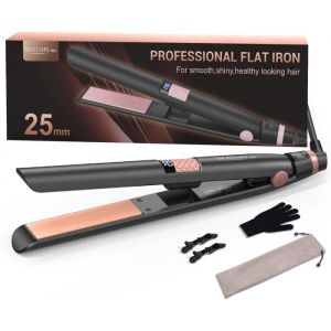 MIX Lisseur Cheveux 25MM Lisseur 2 in 1 Rev&ecirc;tement C&eacute;ramique &Eacute;cran LCD Fer &agrave; lisser Chauffage Rapide pourPlaque Cheveux 80-230&deg;C