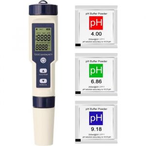 Testeur ph Testeur ph sel Piscine Electronique 5 en 1 Testeur de pH EC TDS Salinit&eacute; Thermom&egrave;tre pH M&egrave;tre Electronique Testeur [209]