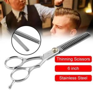 Ciseaux à Désépaissir pour Coiffure - 6 - Ciseaux DAmincissement pour Coiffeurs ou Salon de Coiffure Argent