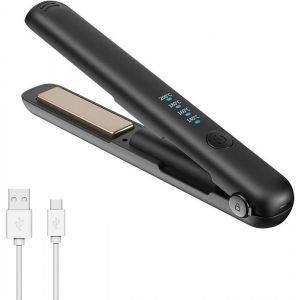 Mini Lisseur Sans FilLisseur Cheveux Sans FilMini Lisseur de VoyageLisseur Portable avec 4 Vitesses de Régulation de LaNoir